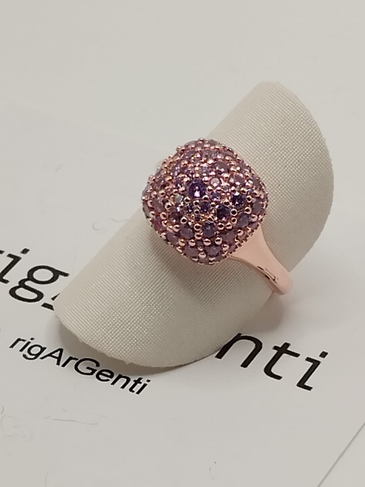 Anello Donna in Argento quadrato e zirconi viola - misura 52 regolabile
