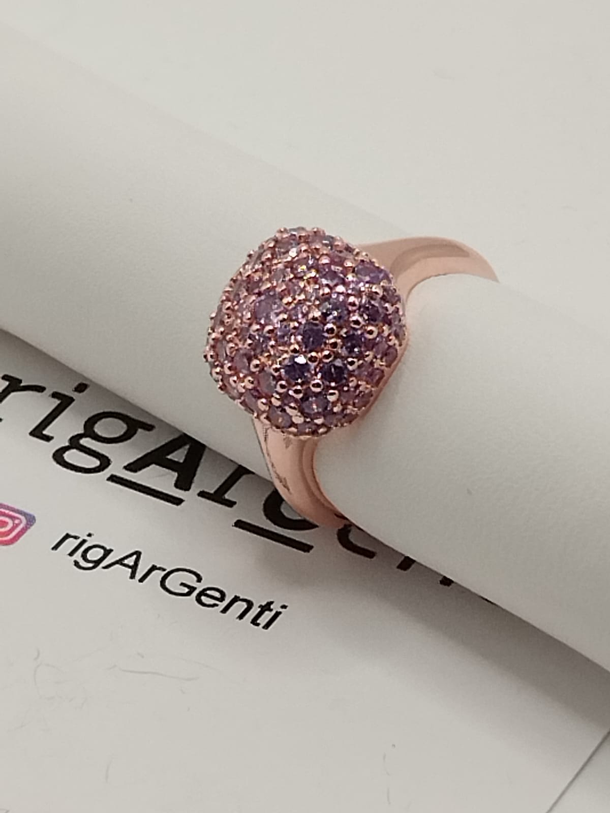 Anello Donna in Argento quadrato e zirconi viola - misura 52 regolabile