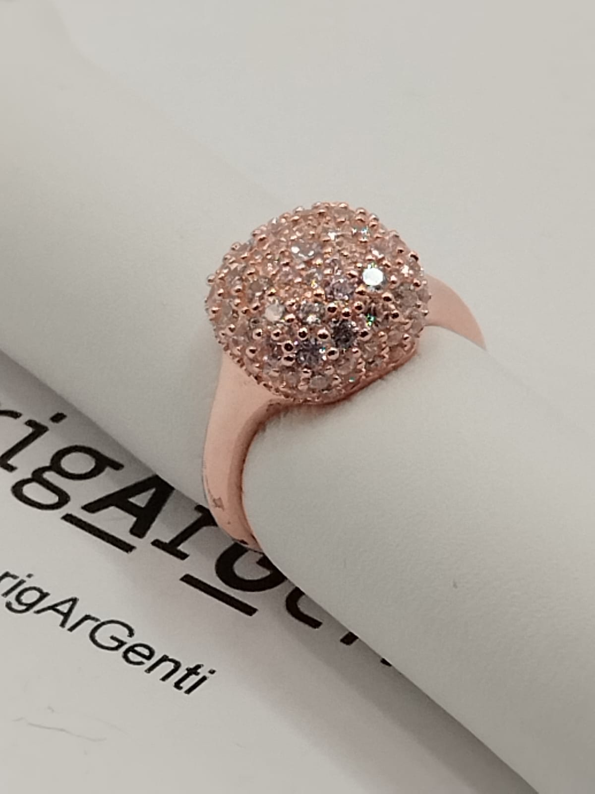 Anello Donna in Argento quadrato e zirconi champagne - misura 52 regolabile