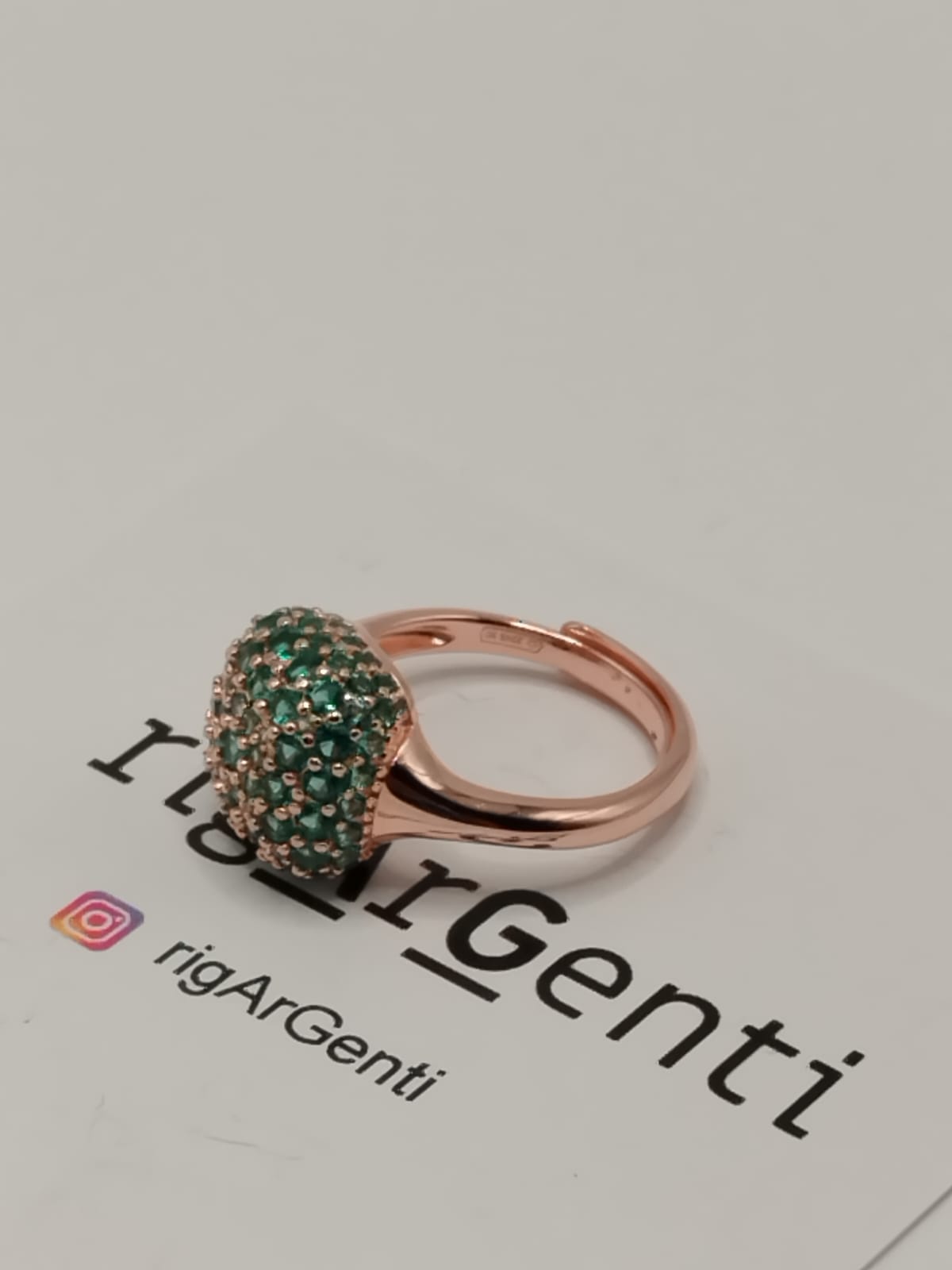 Anello Donna in Argento, quadrato e zirconi emerald - misura 52 regolabile
