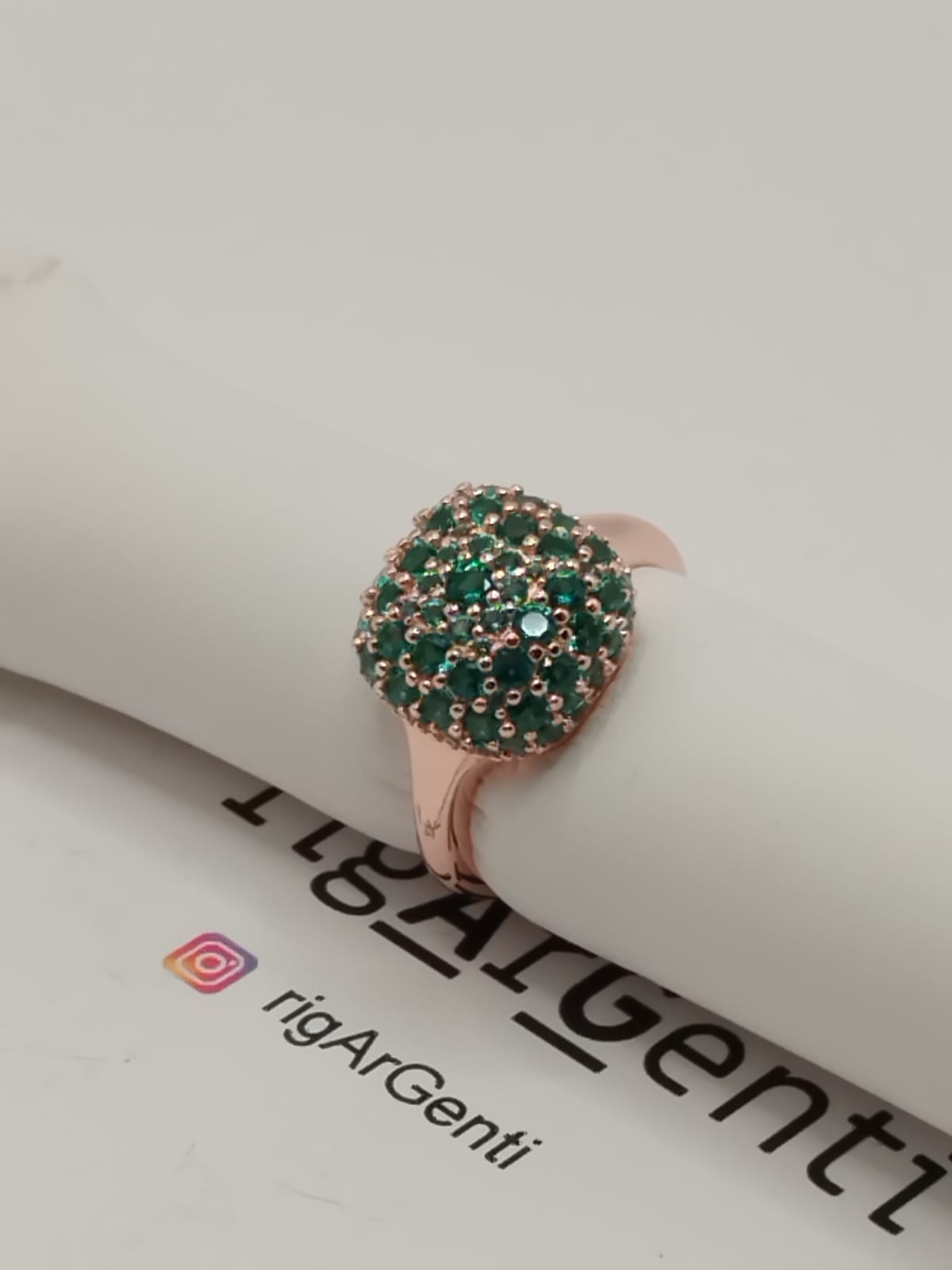 Anello Donna in Argento, quadrato e zirconi emerald - misura 52 regolabile