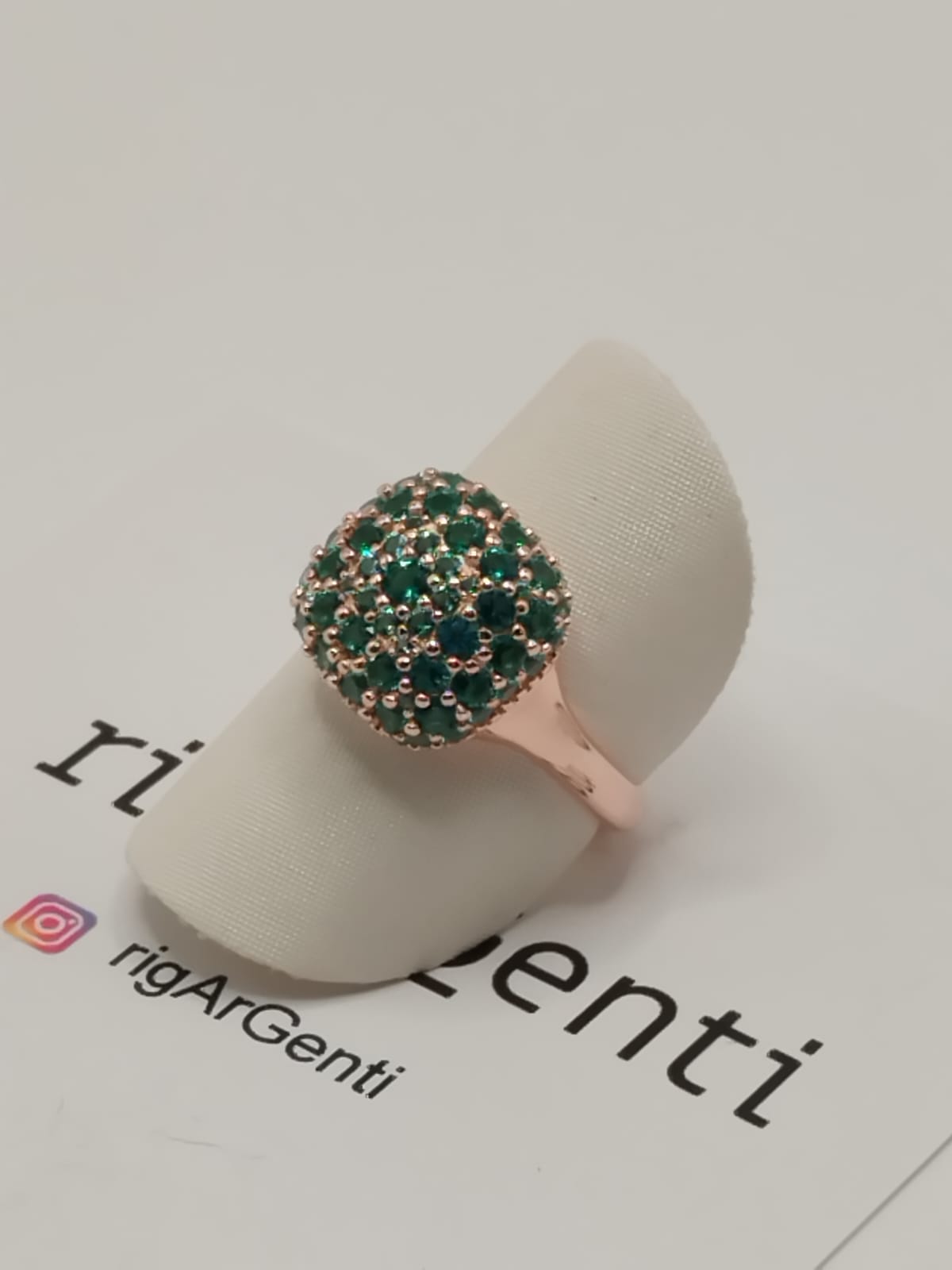 Anello Donna in Argento, quadrato e zirconi emerald - misura 52 regolabile