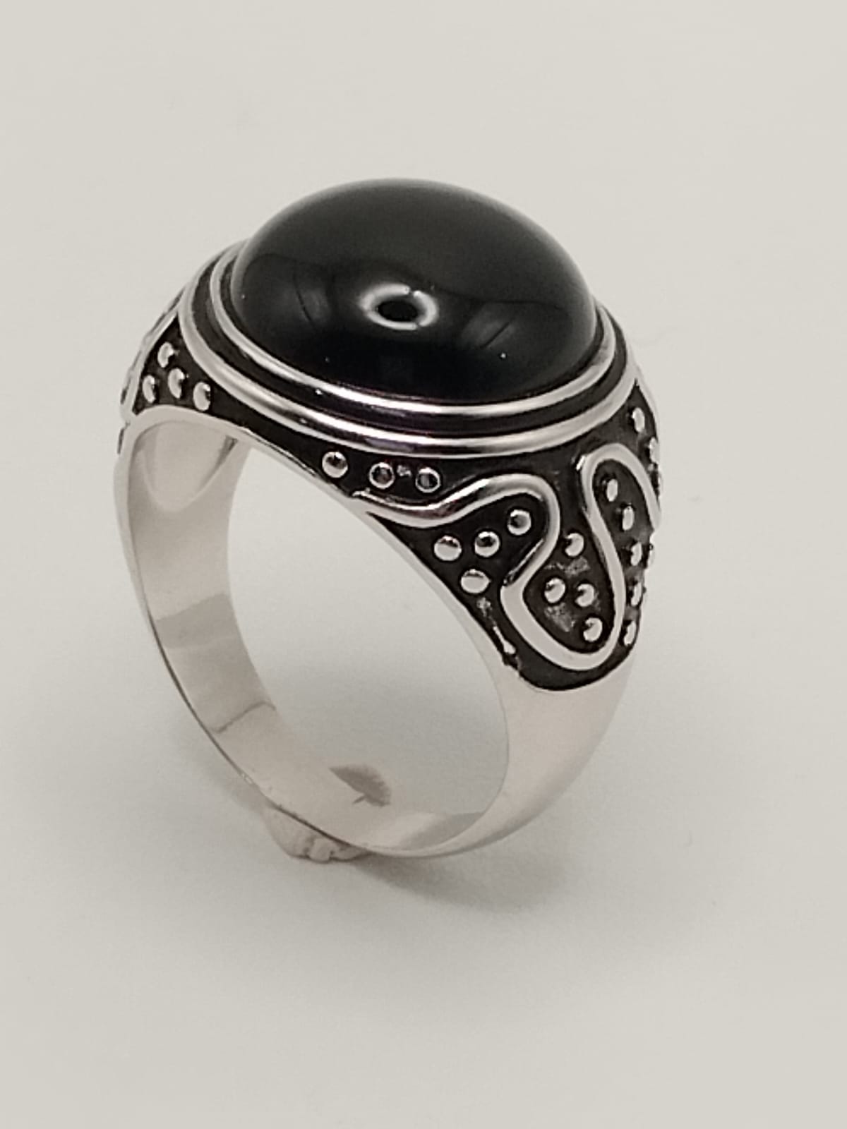 Anello Uomo in Argento 925 con Zircone Nero – motivo Snake - misura 63