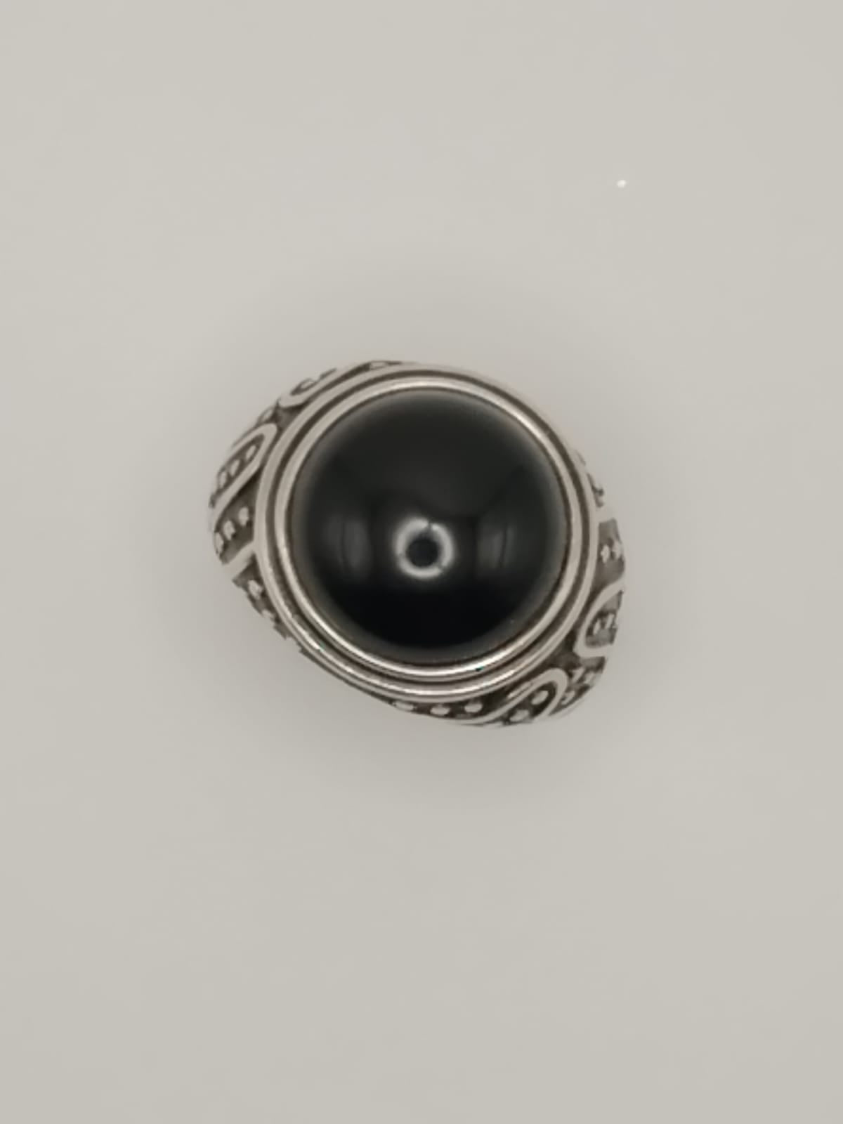 Anello Uomo in Argento 925 con Zircone Nero – motivo Snake - misura 63