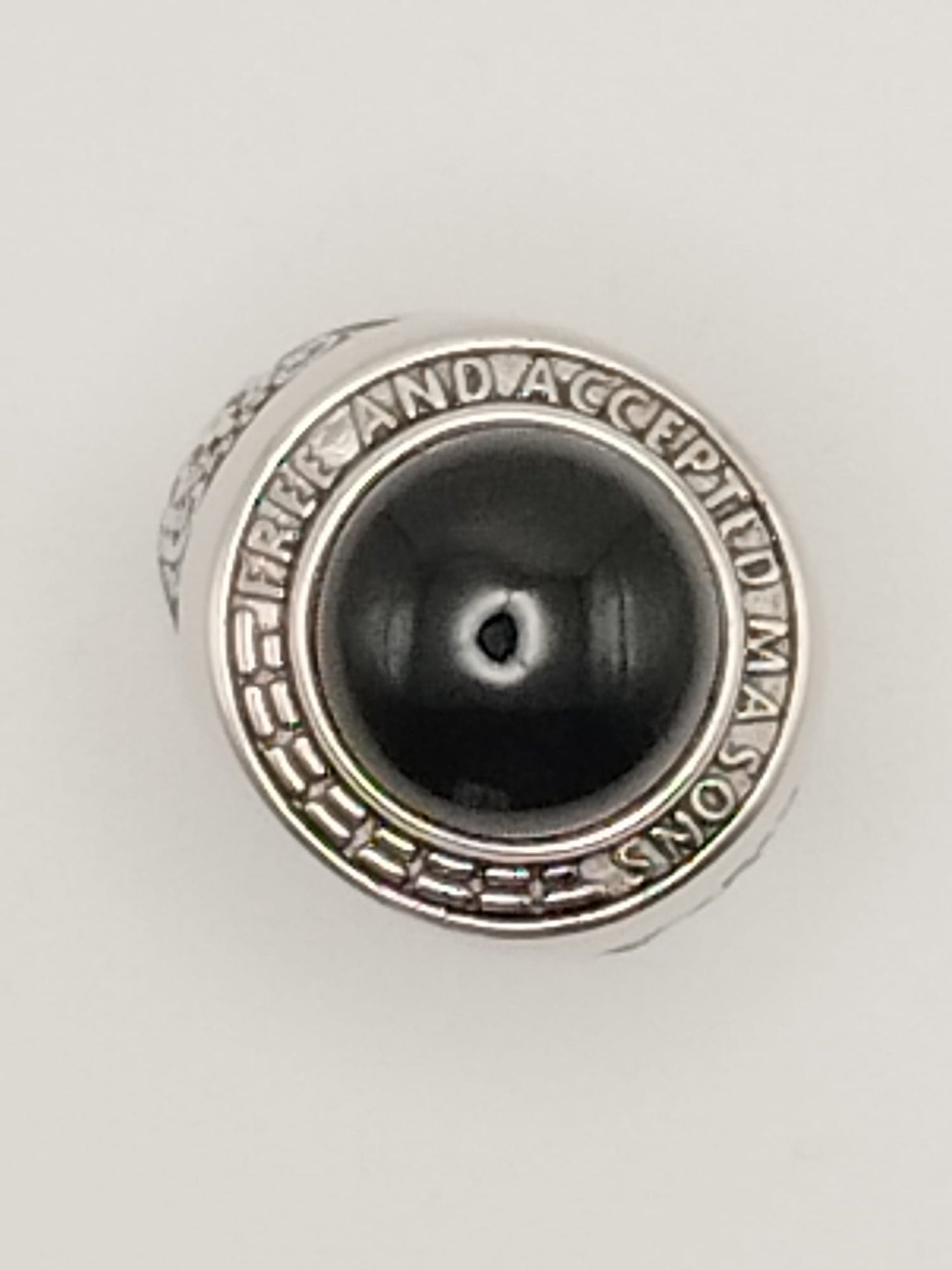 Anello Uomo in Argento 925 con Zircone Nero – motivo Massonico - misura 63