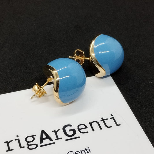 Orecchini in Argento 925 dorato e smalto azzurro