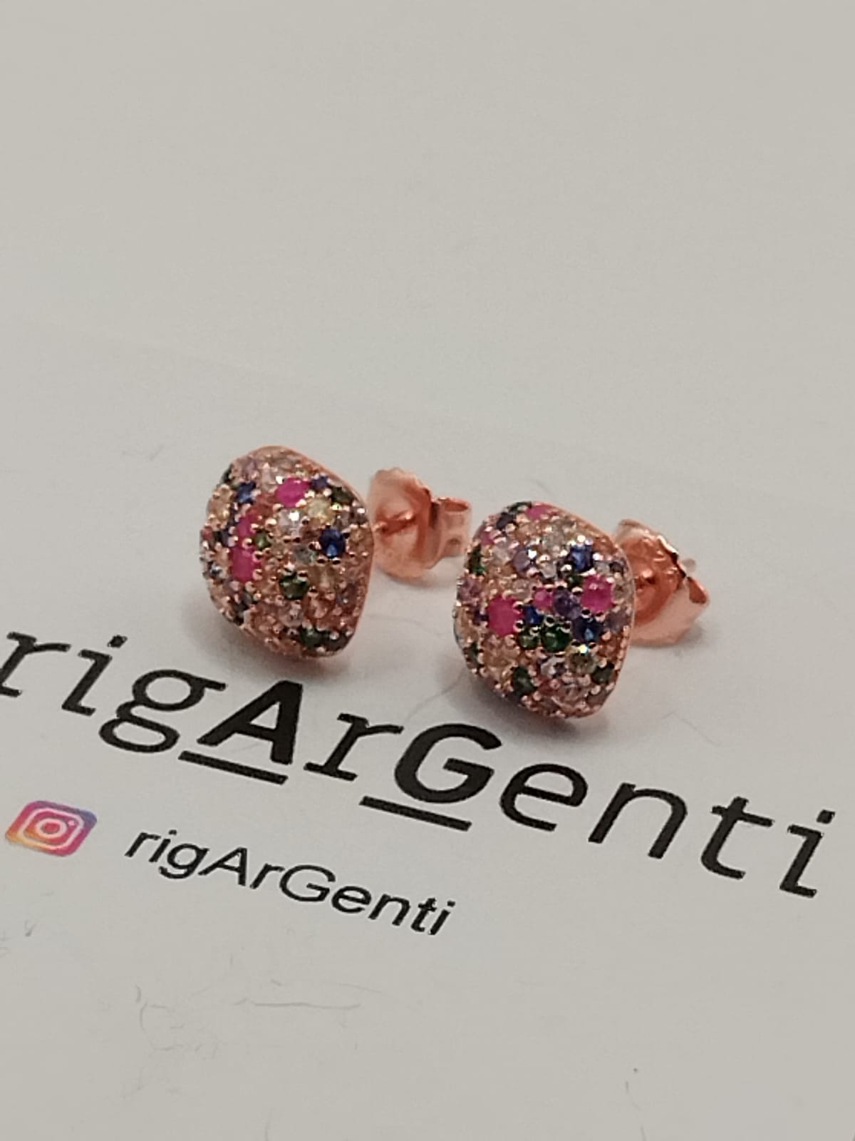 Orecchini Donna in Argento quadrato e zirconi arlequin