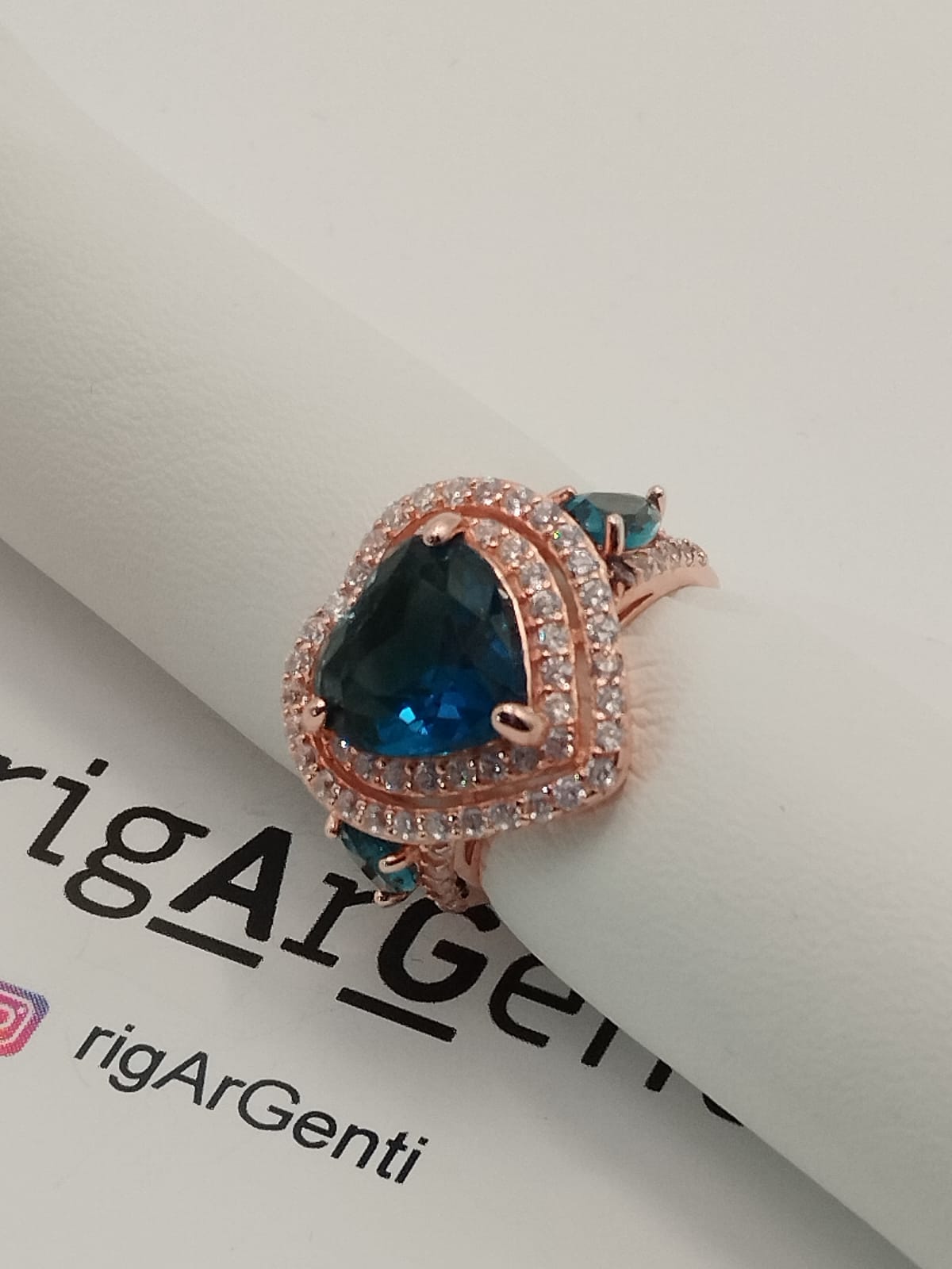 Anello Donna in Argento a cuore con zirconi colorati - misura 52 regolabile