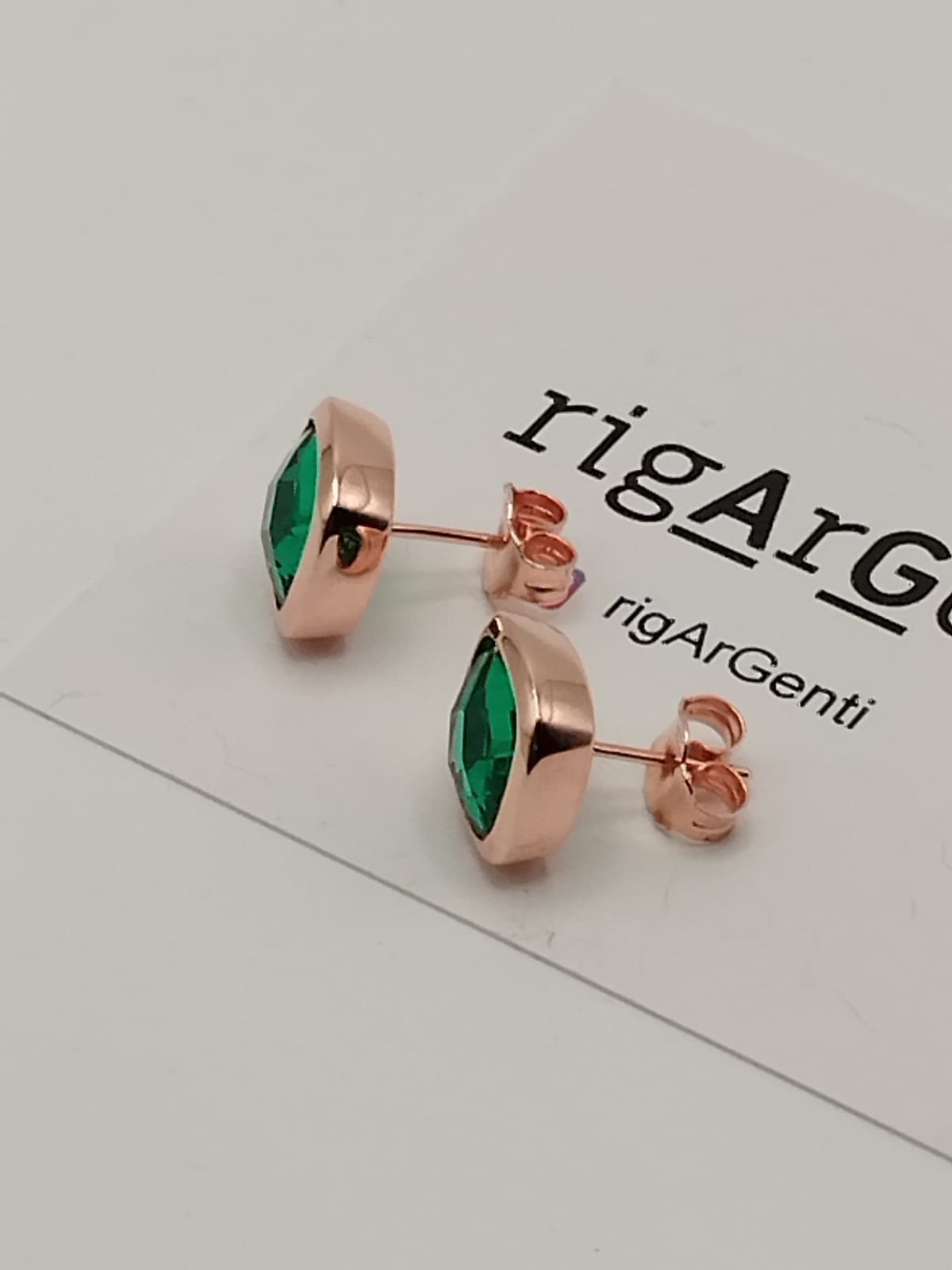 Orecchini Donna in Argento 925 rosato con zircone Verde