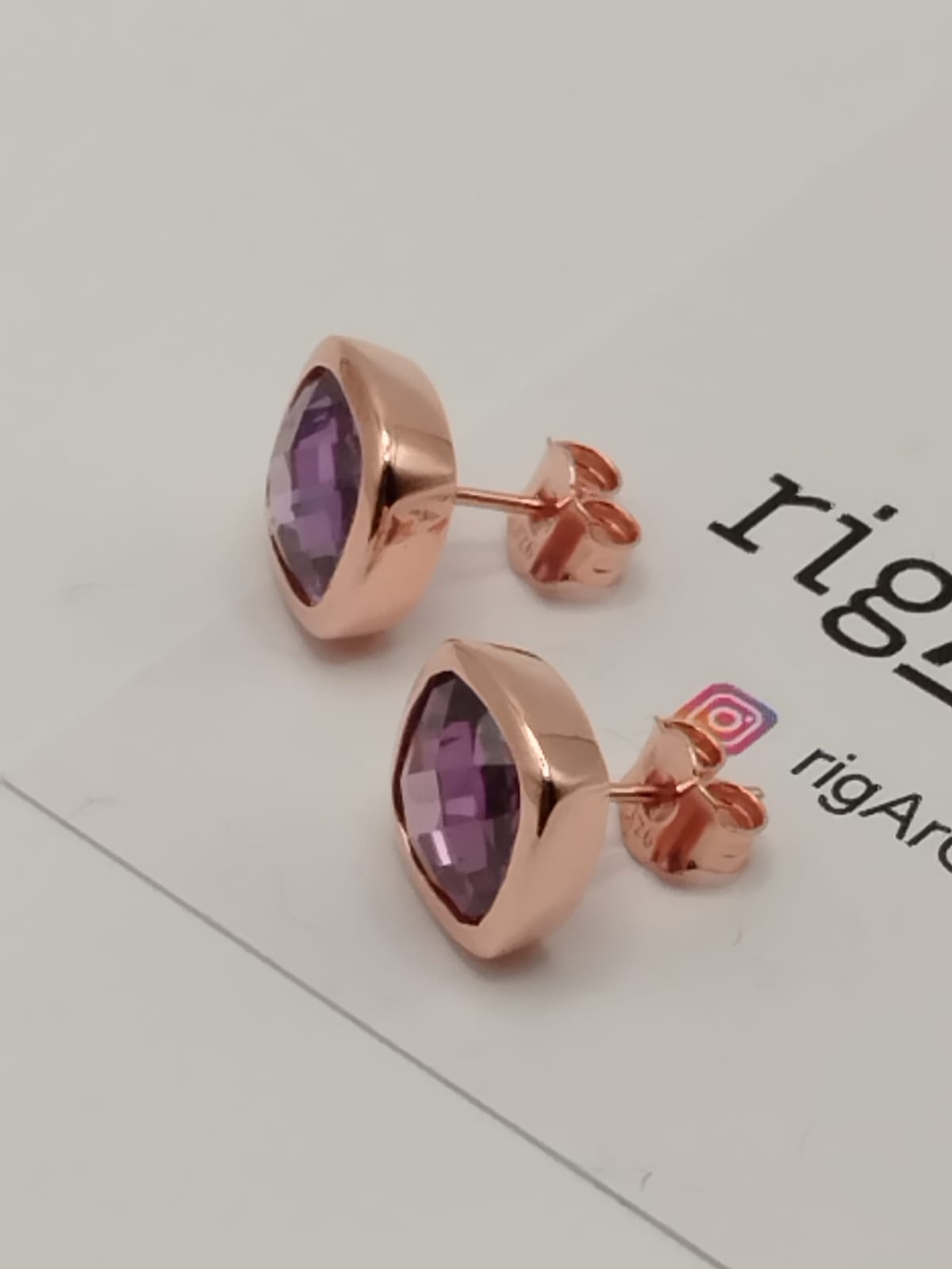 Orecchini Donna in Argento 925 rosato con zircone Viola