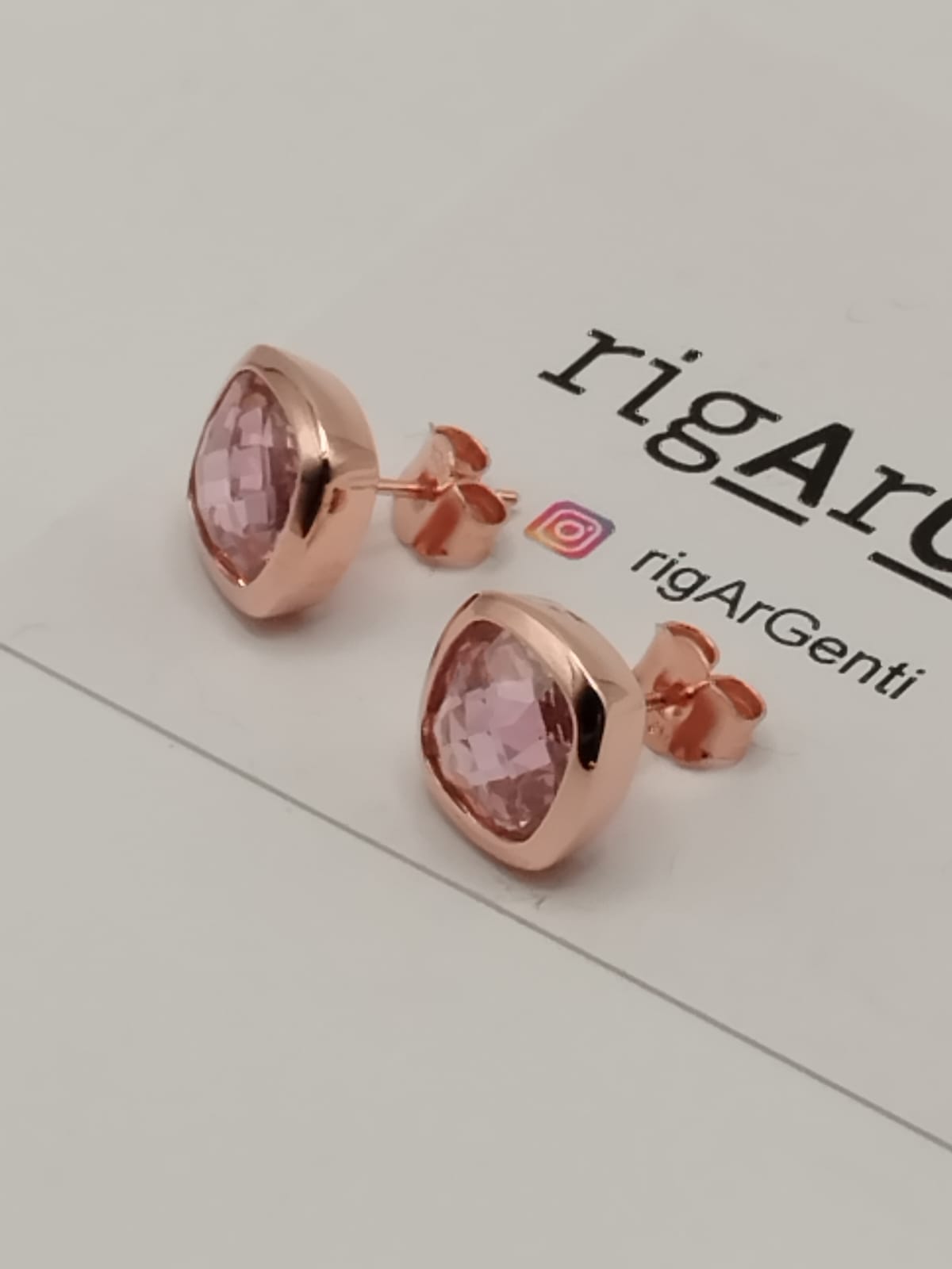 Orecchini Donna in Argento 925 rosato con zircone Rosa