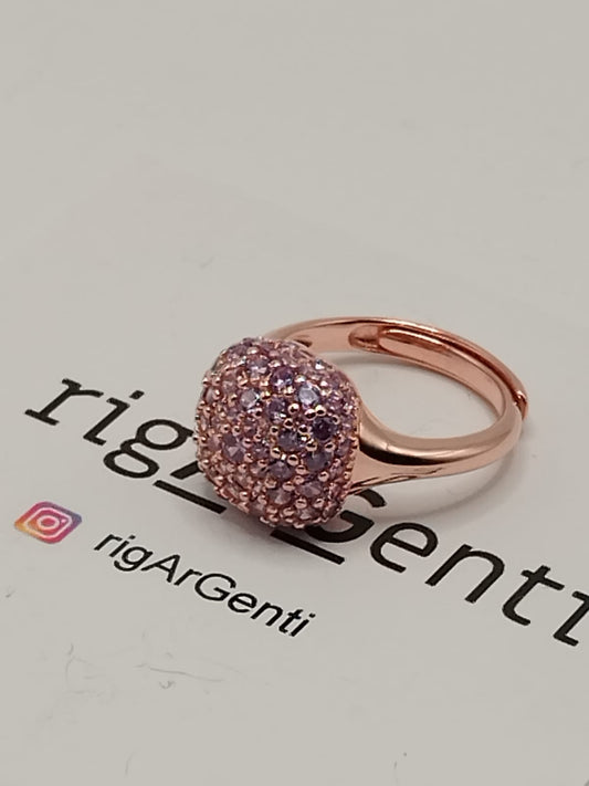 Anello Donna in Argento quadrato e zirconi viola - misura 52 regolabile