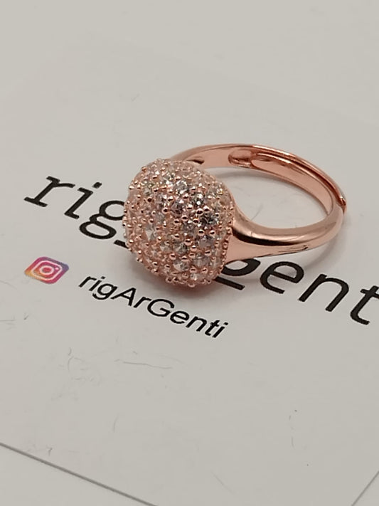 Anello Donna in Argento quadrato e zirconi champagne - misura 52 regolabile