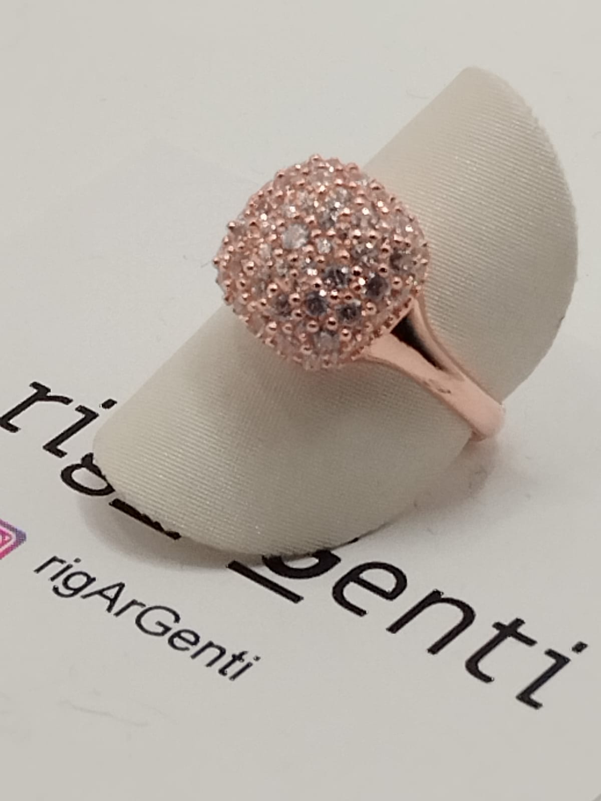 Anello Donna in Argento quadrato e zirconi champagne - misura 52 regolabile