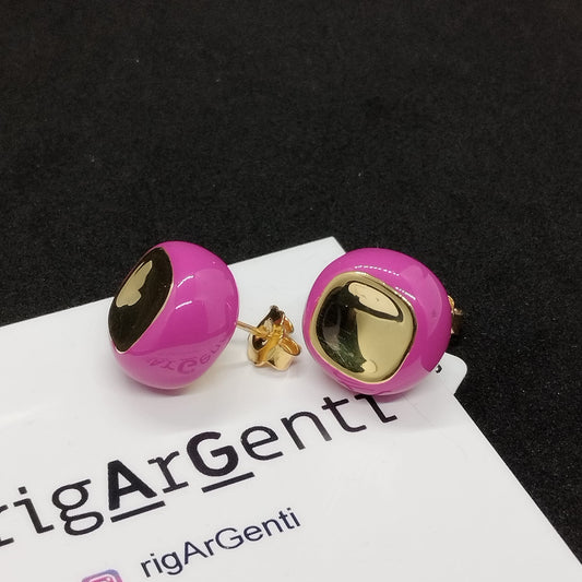 Orecchini in Argento 925 dorato e smalto fucsia