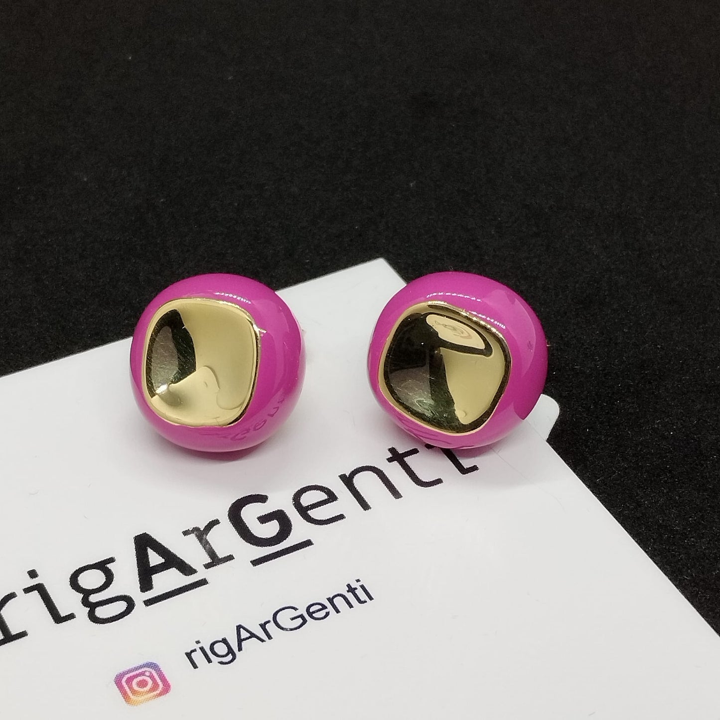 Orecchini in Argento 925 dorato e smalto fucsia