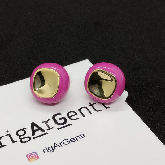 Orecchini in Argento 925 dorato e smalto fucsia