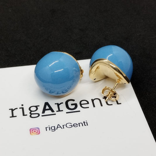 Orecchini in Argento 925 dorato e smalto azzurro