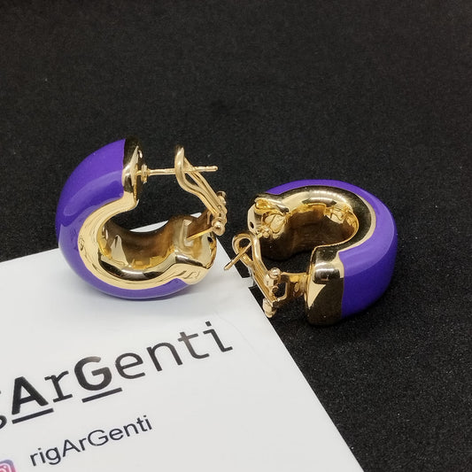 Orecchini in Argento 925 dorato e smalto viola chiaro