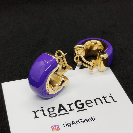 Orecchini in Argento 925 dorato e smalto viola chiaro