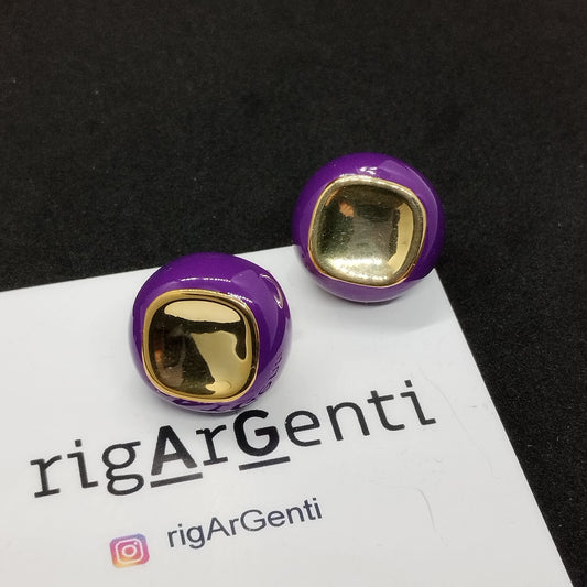 Orecchini in Argento 925 dorato e smalto viola