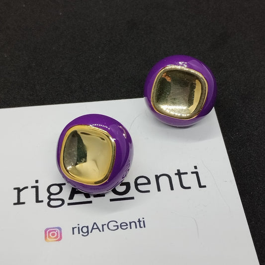 Orecchini in Argento 925 dorato e smalto viola