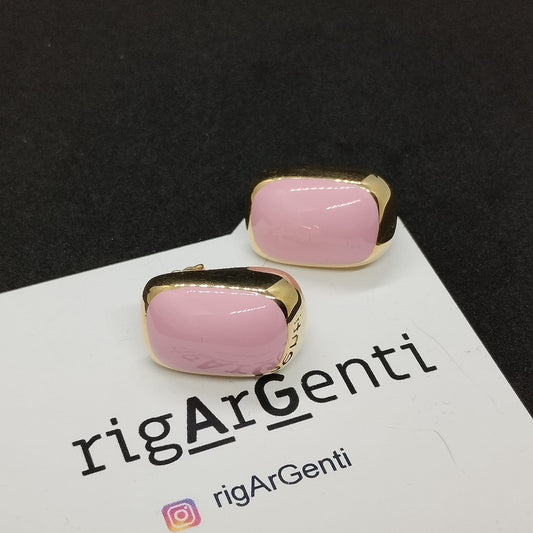 Orecchini in Argento 925 dorato e smalto rosa