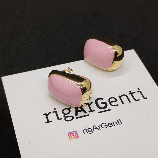 Orecchini in Argento 925 dorato e smalto rosa