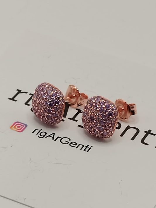 Orecchini Donna in Argento quadrato e zirconi viola
