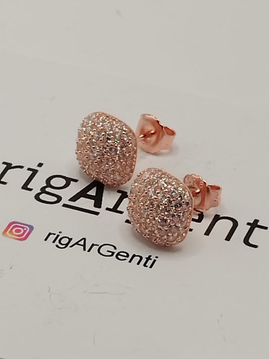 Orecchini Donna in Argento quadrato e zirconi champagne