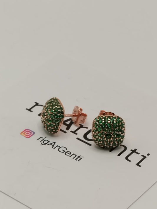Orecchini Donna in Argento quadrato e zirconi emerald