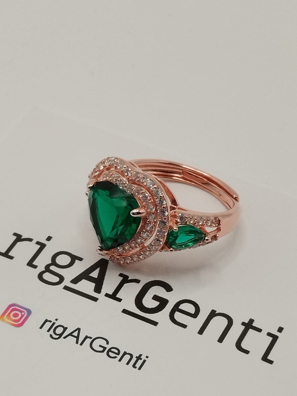 Anello Donna in Argento a cuore con zirconi colorati - misura 52 regolabile
