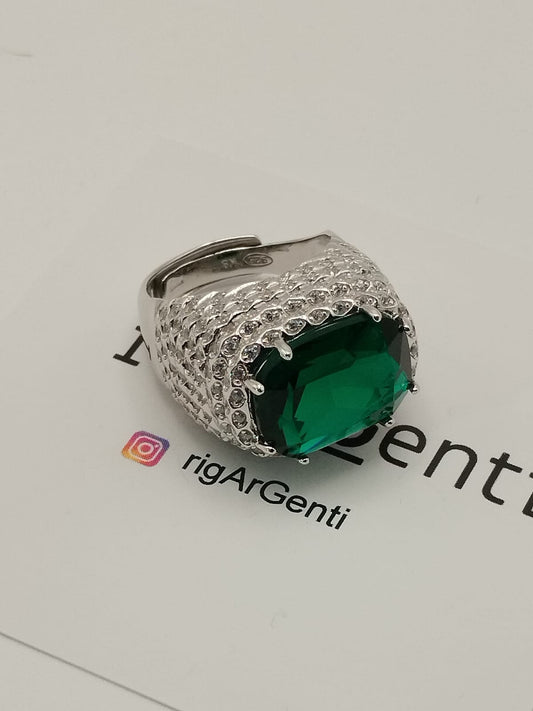 Anello Donna in Argento bastione e zircone colorato