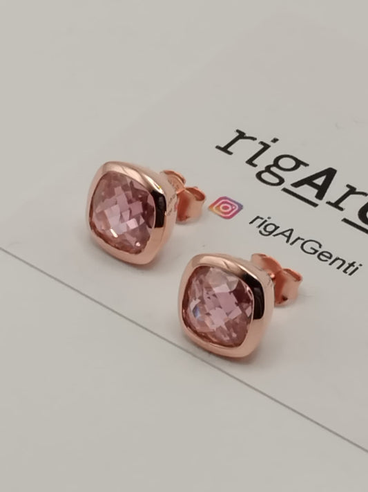 Orecchini Donna in Argento 925 rosato con zircone Rosa